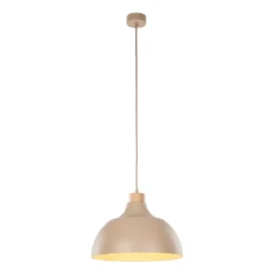 Envostar Kaitt-riippuvalaisin, hiekanvärinen, Ø 34 cm, puiset yksityiskohdat
