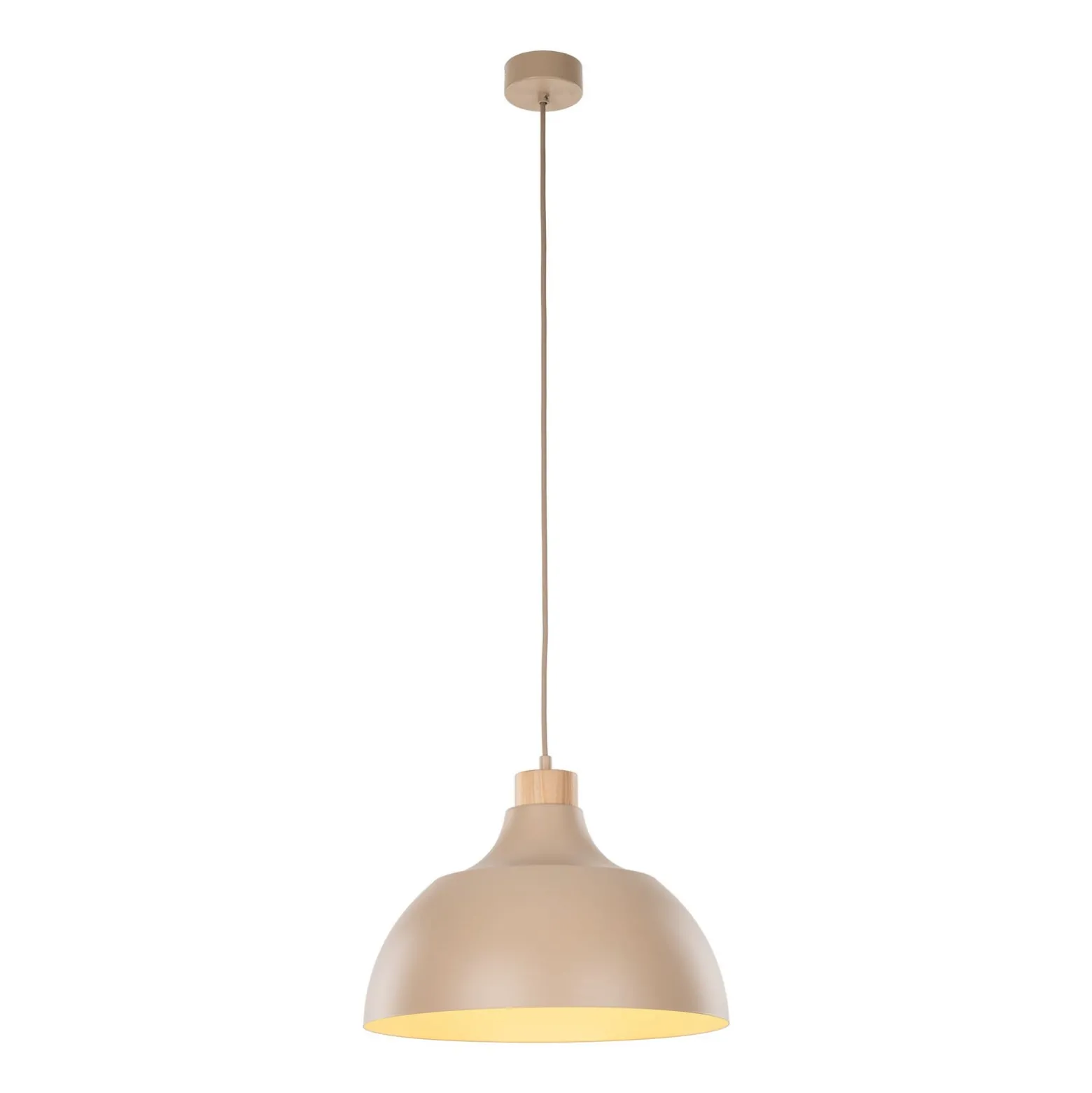 Envostar Kaitt-riippuvalaisin, hiekanvärinen, Ø 34 cm, puiset yksityiskohdat