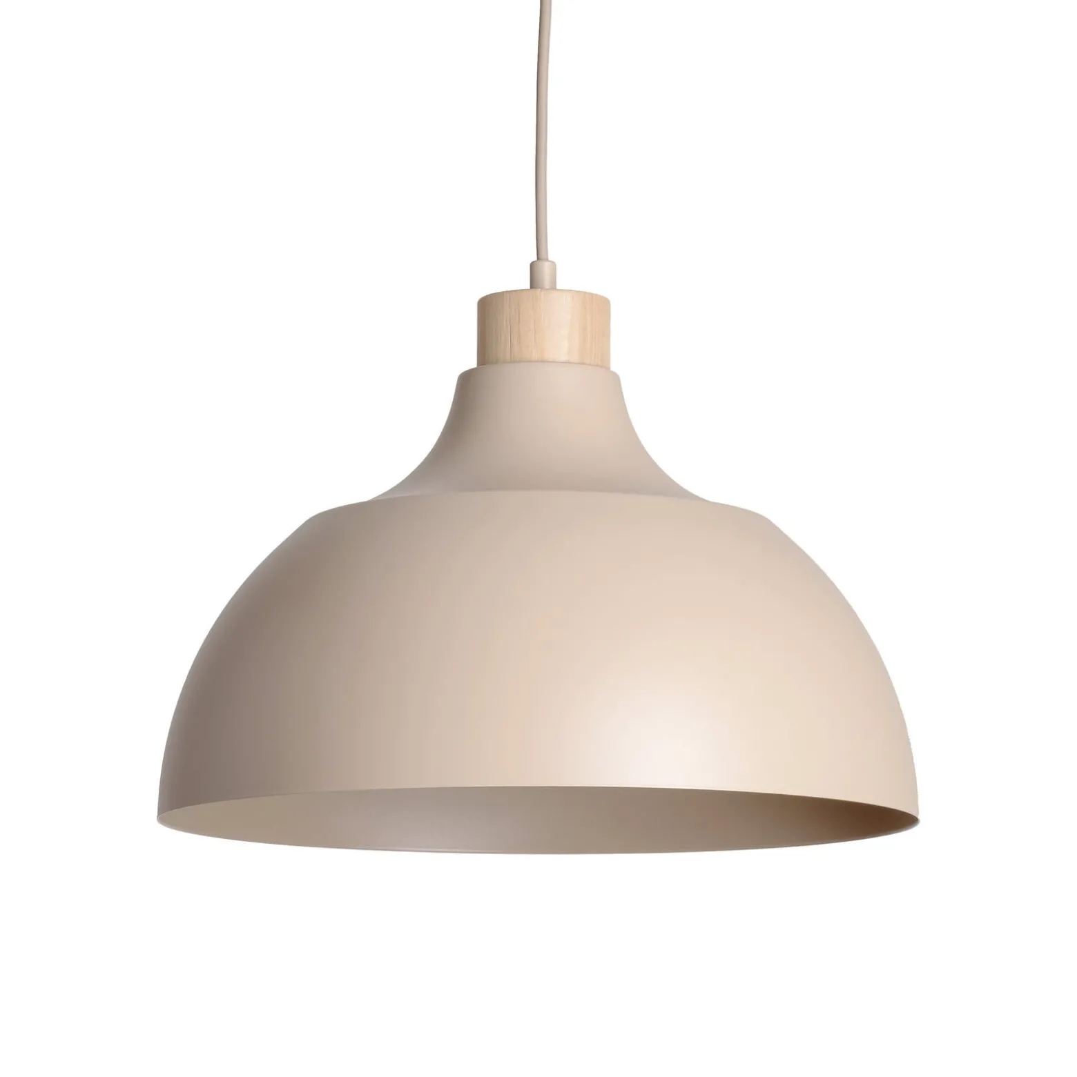 Envostar Kaitt-riippuvalaisin, hiekanvärinen, Ø 34 cm, puiset yksityiskohdat