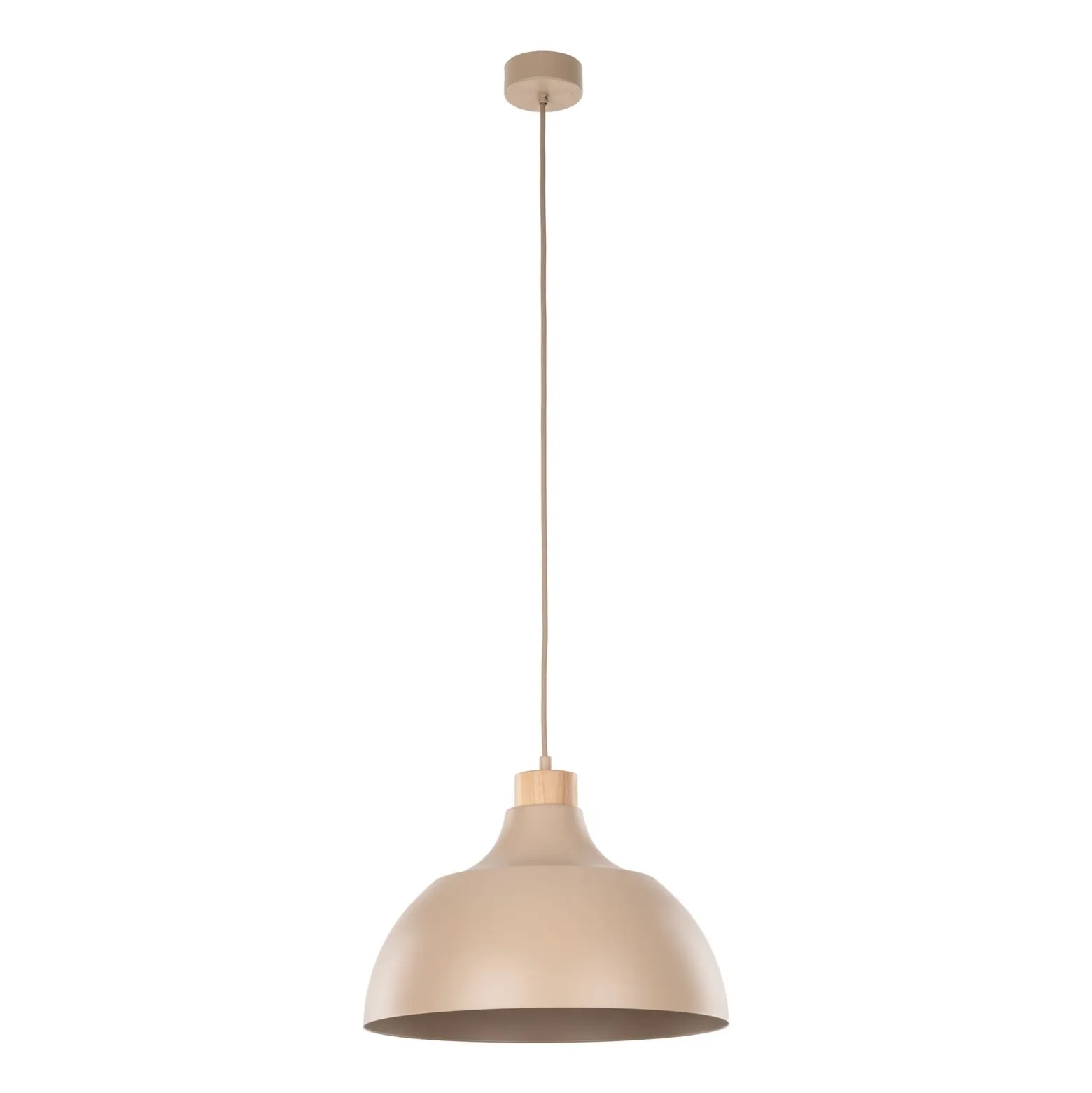 Envostar Kaitt-riippuvalaisin, hiekanvärinen, Ø 34 cm, puiset yksityiskohdat