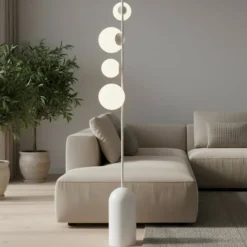 Etno LP4 lattiavalaisin, valkoinen, lasi/teräs, korkeus 140 cm, G9