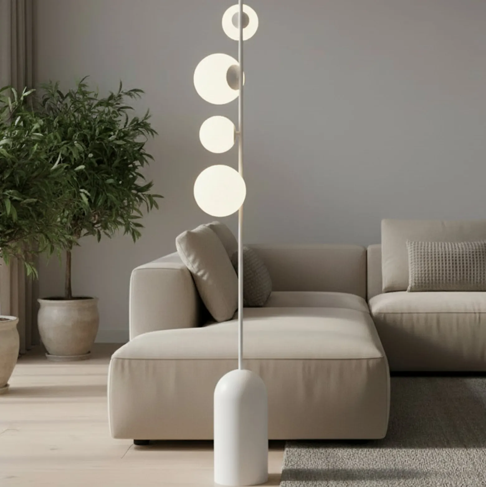 Etno LP4 lattiavalaisin, valkoinen, lasi/teräs, korkeus 140 cm, G9