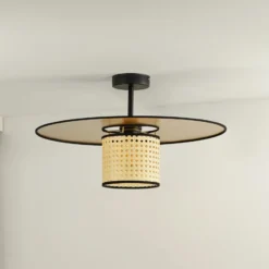 Euluna kattovalaisin Manila, kultainen, rottinki, Ø 50 cm