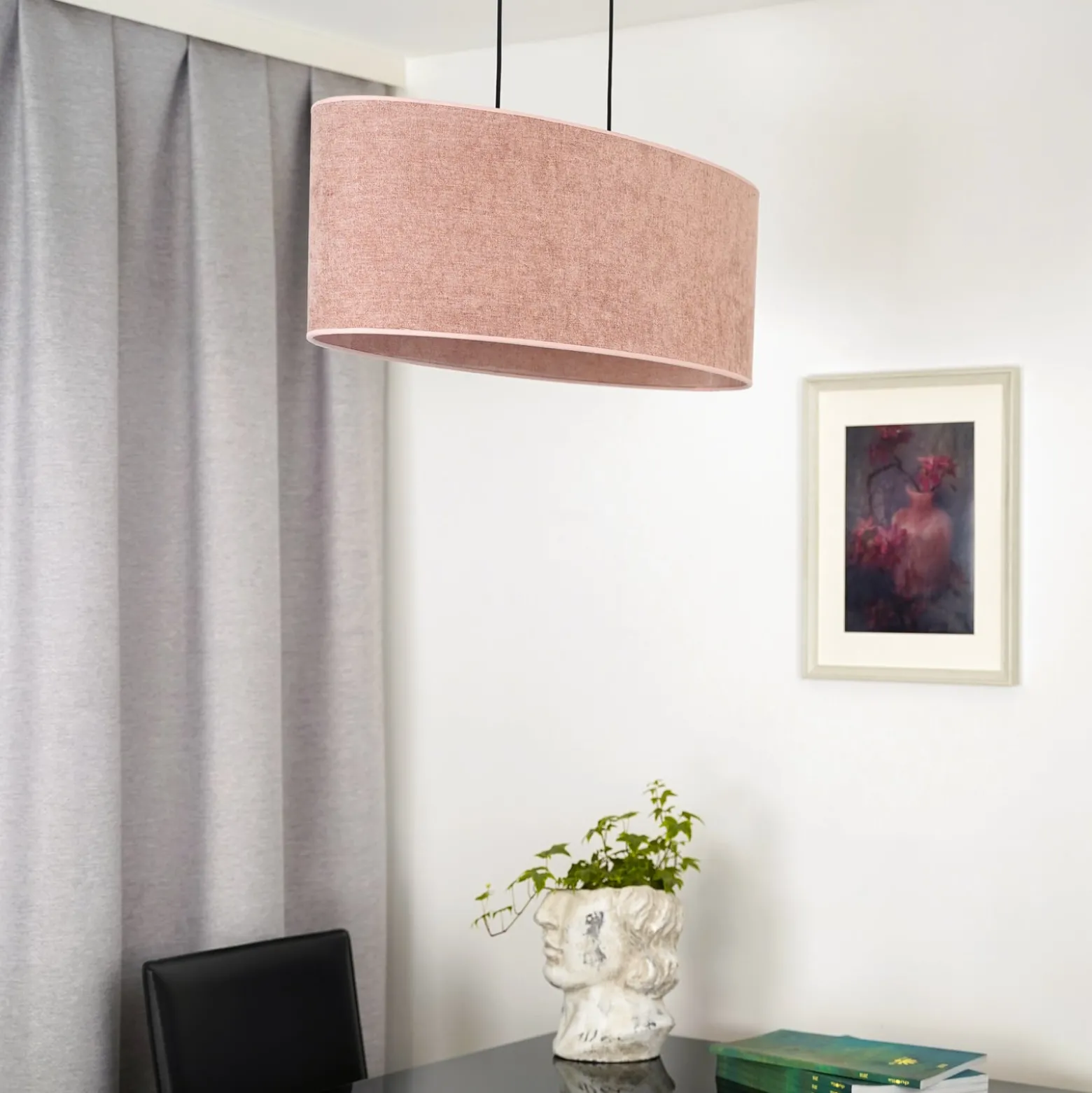 Euluna riippuvalo Celine, pinkki, chenille-kangas, pituus 80 cm