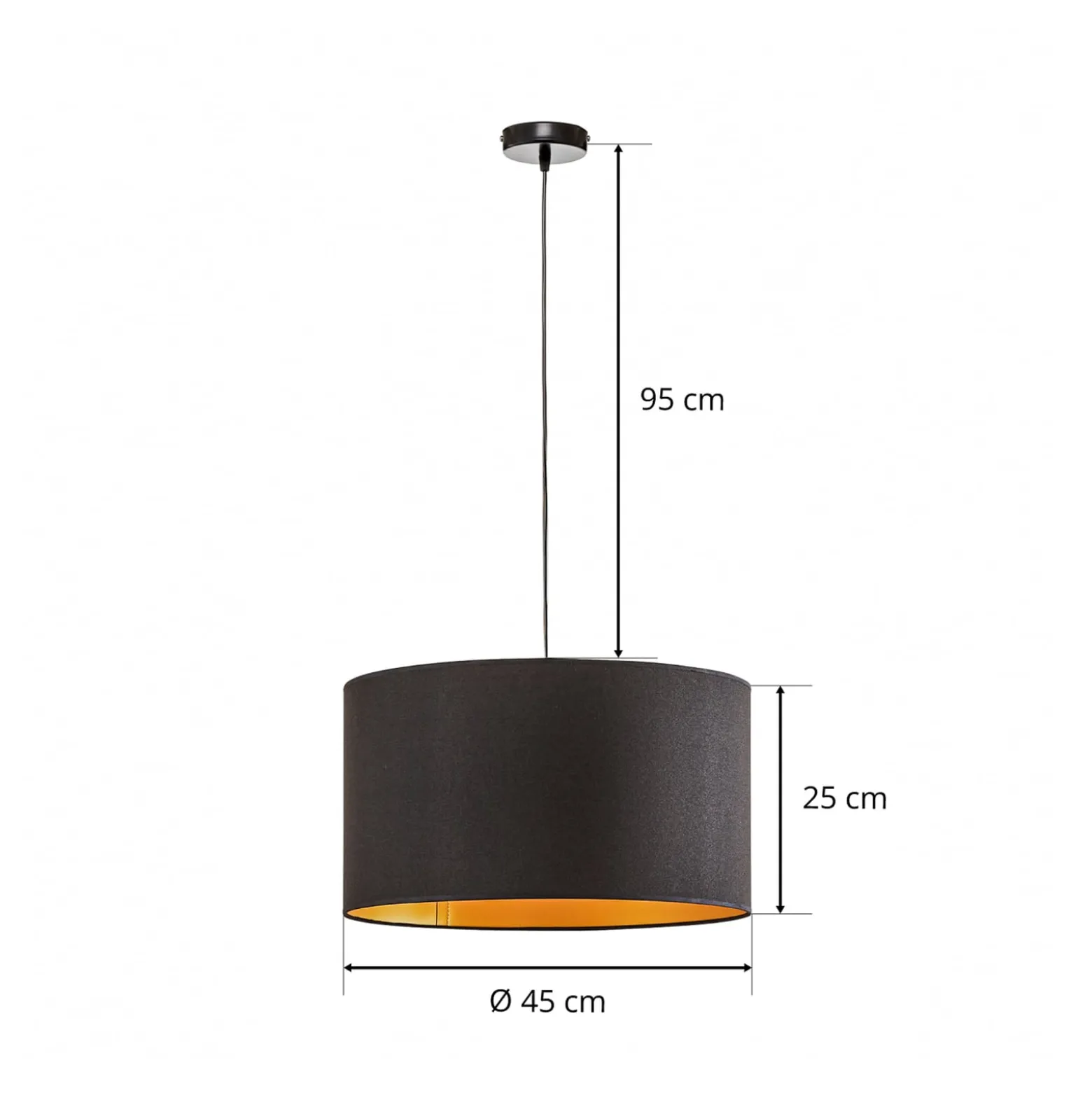Euluna Roller riippuvalo, musta/kultainen, Ø 45 cm