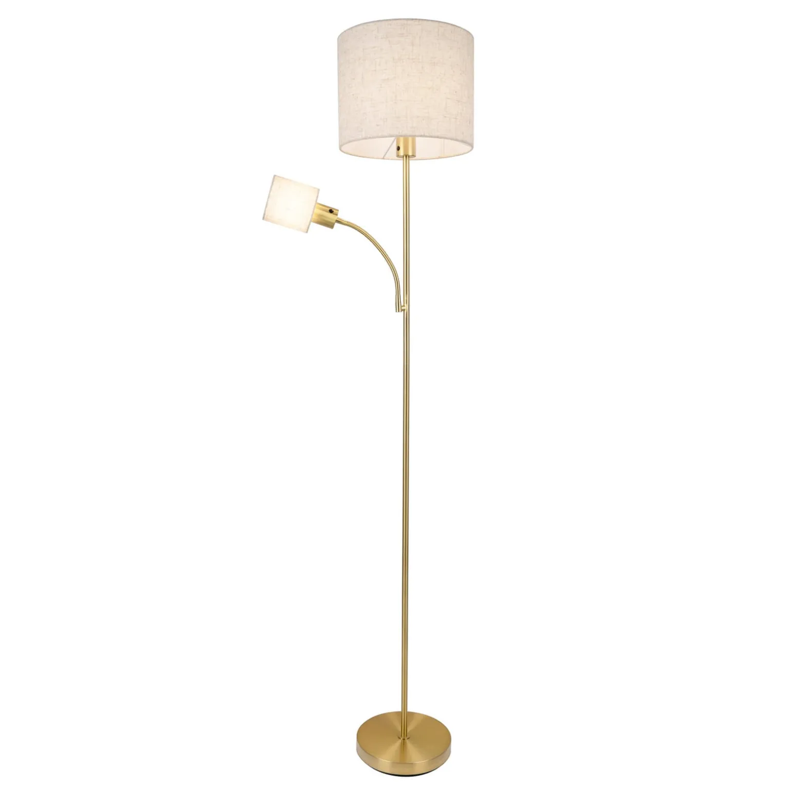 Filomena-maavalaisin, beige/messinki, tekstiili, lukuvarsi, E27, E14