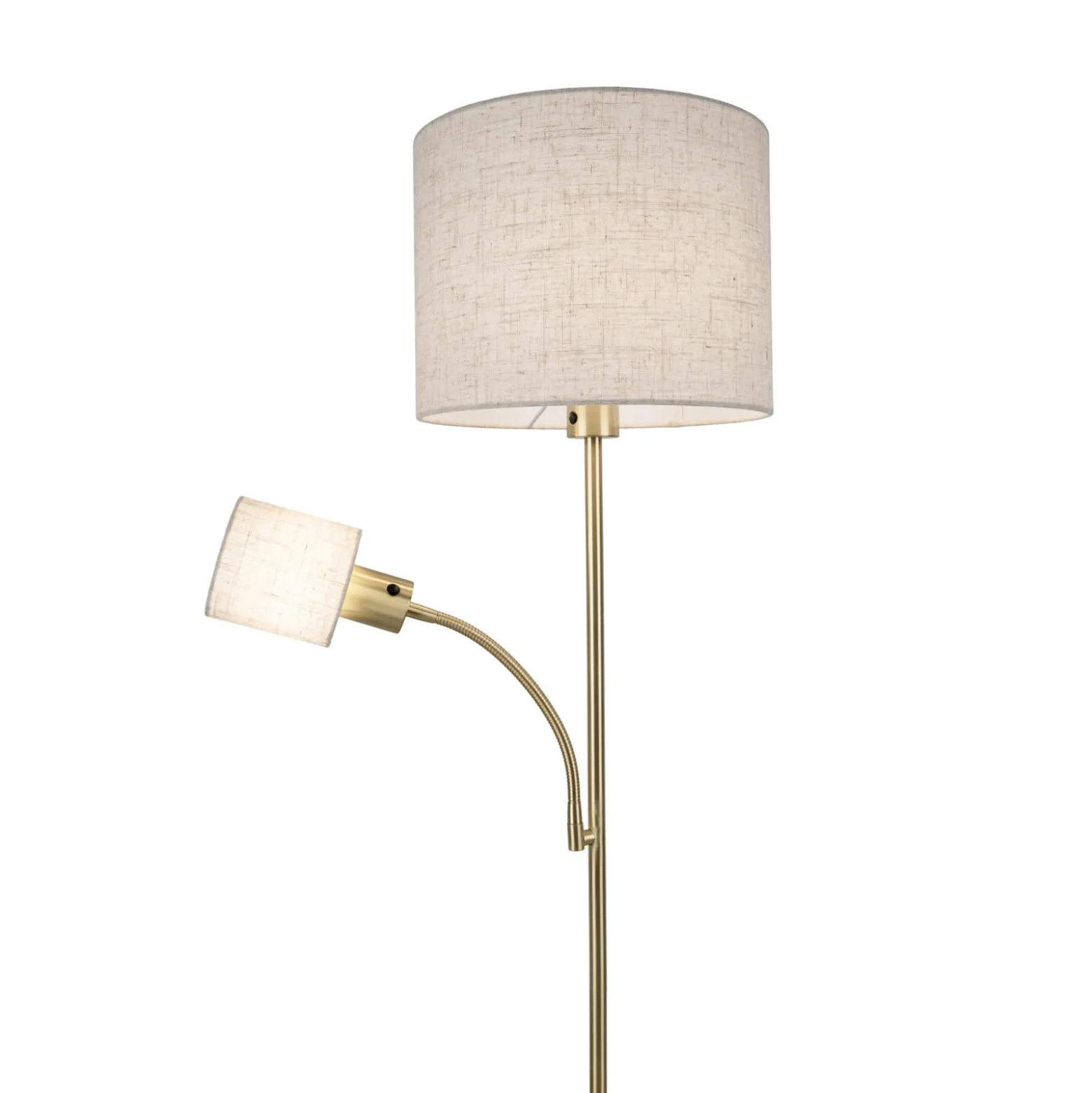 Filomena-maavalaisin, beige/messinki, tekstiili, lukuvarsi, E27, E14