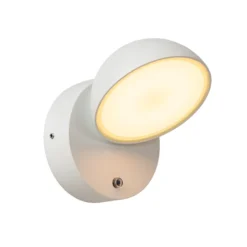 Finn LED-seinävalaisin, valkoinen, metalli, IP54, päivä-/yötunnistin