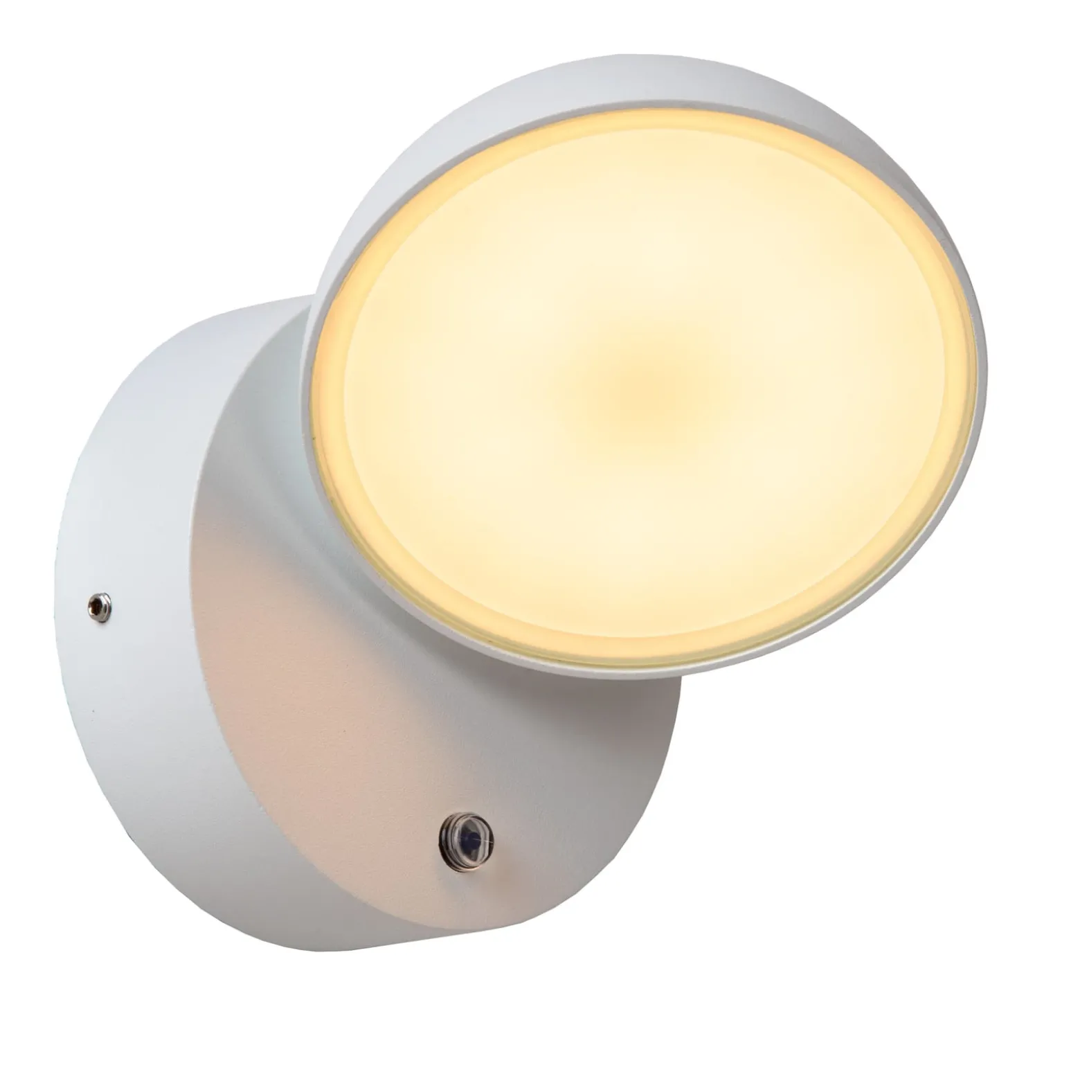 Finn LED-seinävalaisin, valkoinen, metalli, IP54, päivä-/yötunnistin