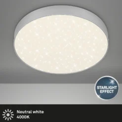 Flame Star LED-kattovalaisin, Ø 28,7 cm, hopea