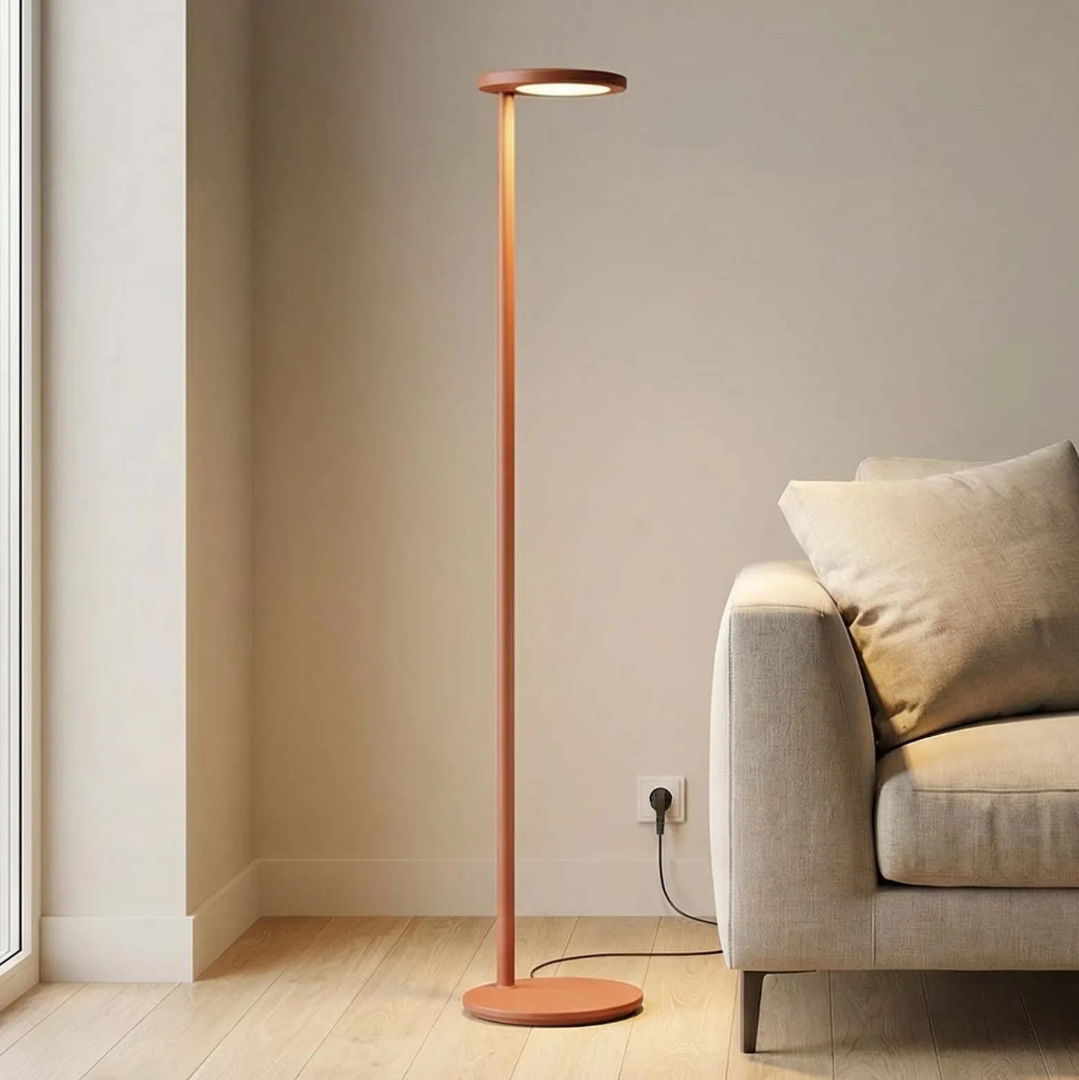 FLOS Oblique Floor -LED-lattiavalo 927 USB ruoste