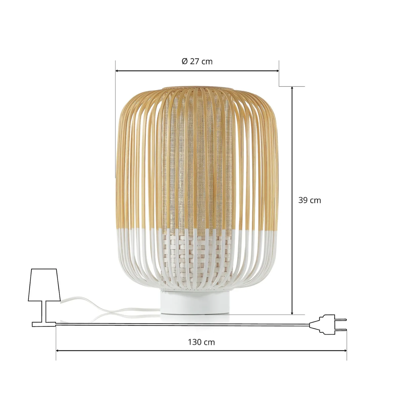 Forestier Bamboo Light M -pöytävalo valkoinen