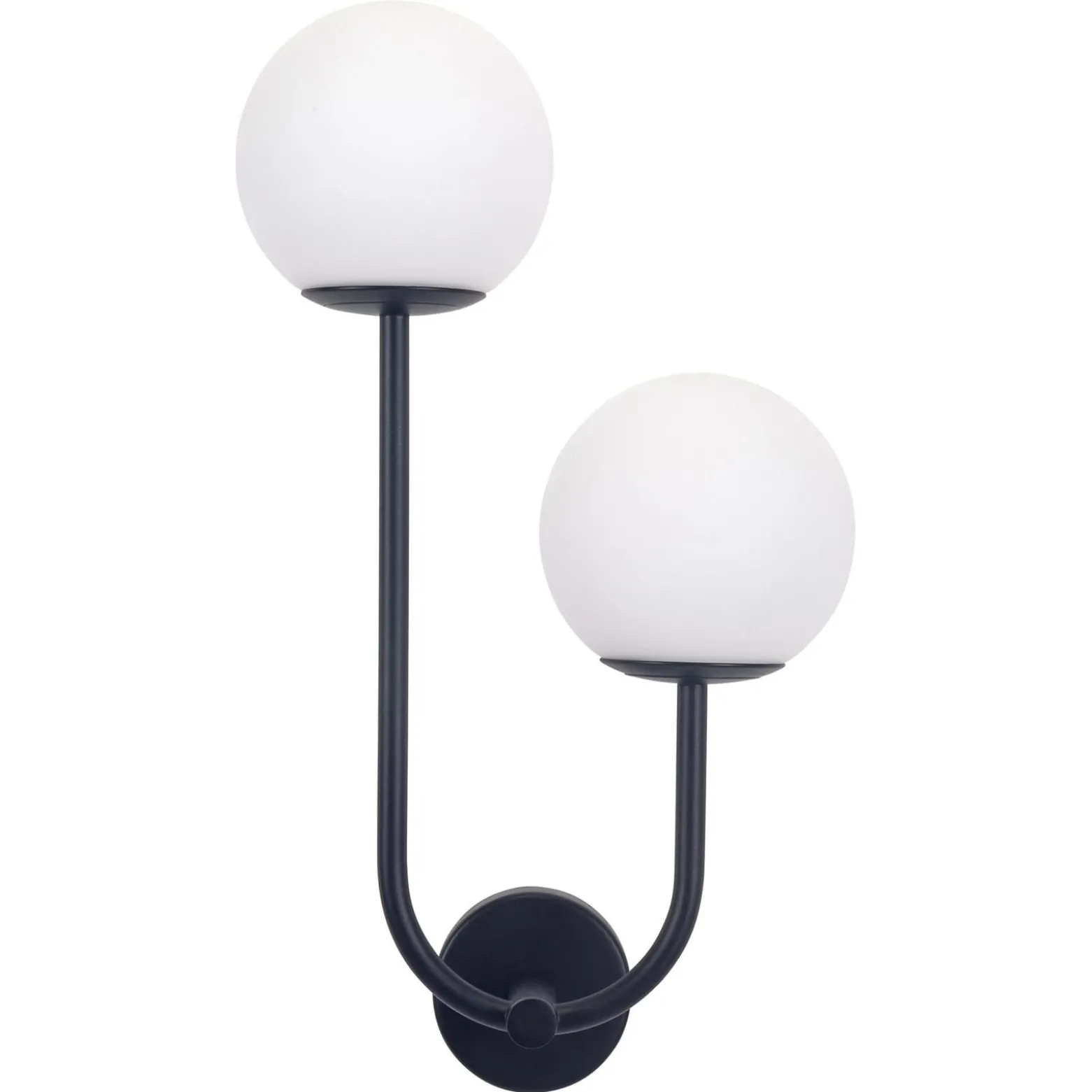 Forlight seinävalaisin Sfera Double, musta, lasi, leveys 23 cm