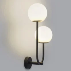 Forlight seinävalaisin Sfera Double, musta, lasi, leveys 23 cm