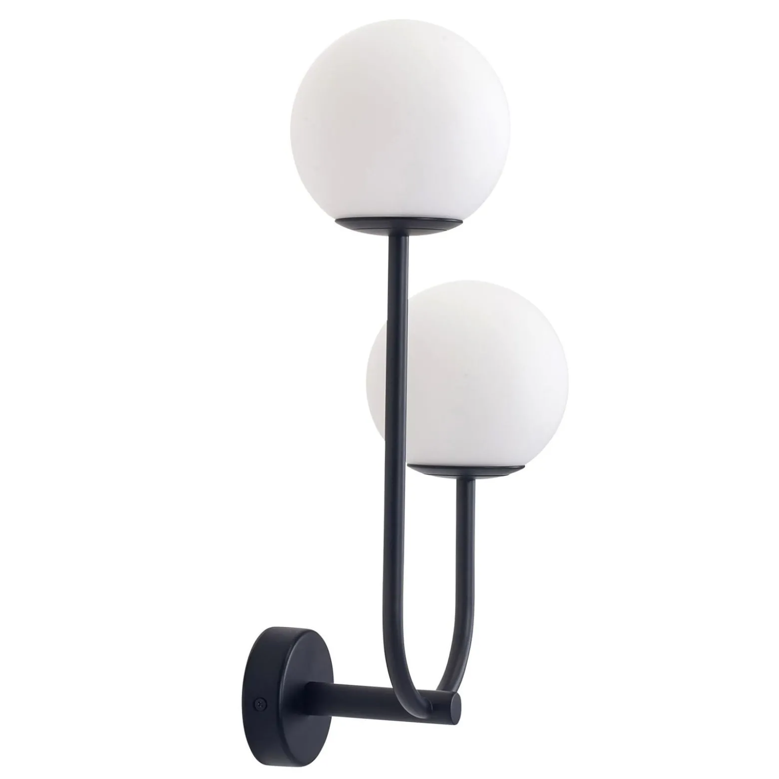 Forlight seinävalaisin Sfera Double, musta, lasi, leveys 23 cm