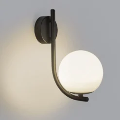 Forlight seinävalaisin Sfera Single, musta, lasi, leveys 12 cm