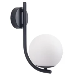 Forlight seinävalaisin Sfera Single, musta, lasi, leveys 12 cm