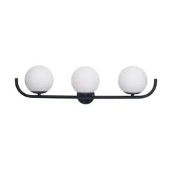 Forlight seinävalaisin Sfera Triple, musta, lasi, leveys 58 cm