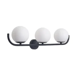 Forlight seinävalaisin Sfera Triple, musta, lasi, leveys 58 cm