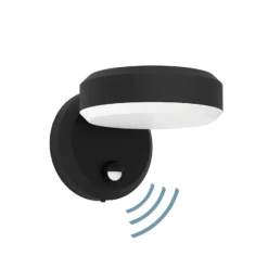 Fornaci-LED-ulkoseinälamppu, musta, leveys 16 cm, liiketunnistin