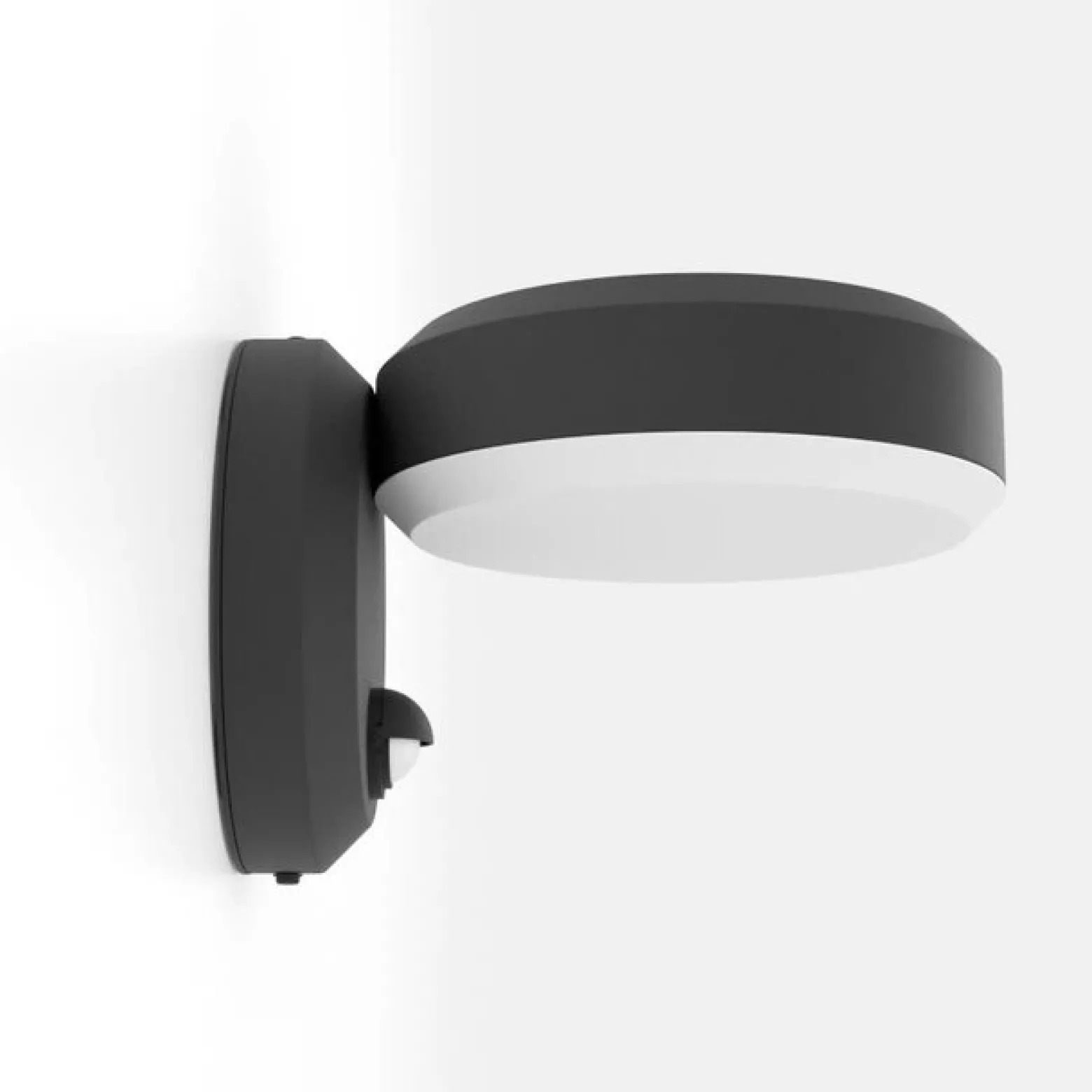 Fornaci-LED-ulkoseinälamppu, musta, leveys 16 cm, liiketunnistin