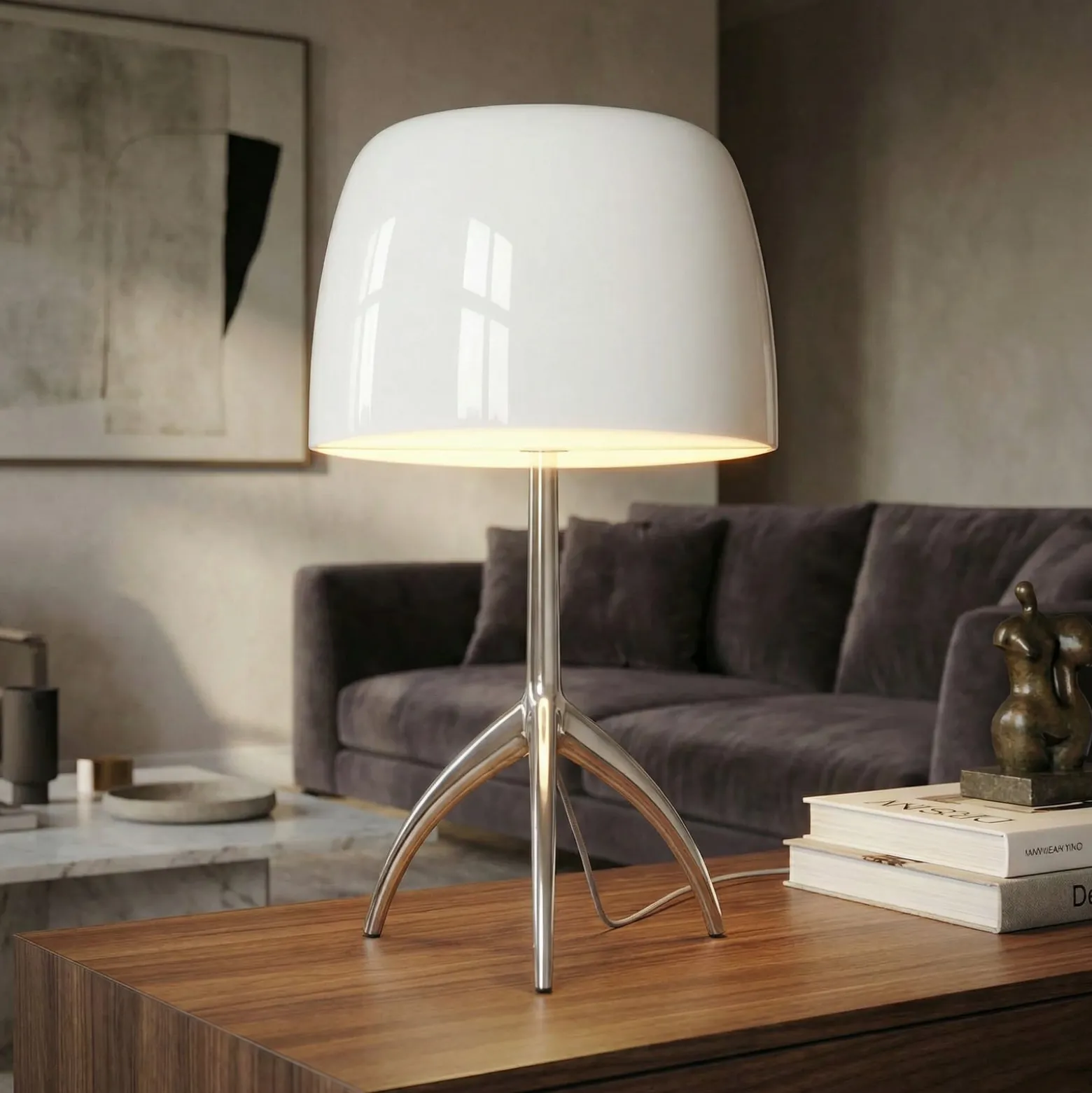 Foscarini Lumiere grande alumiini/valkoinen, himmennettävä