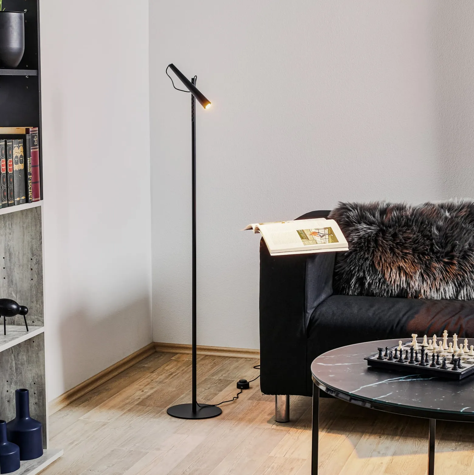 Foscarini Magneto LED-lattiavalaisin, musta