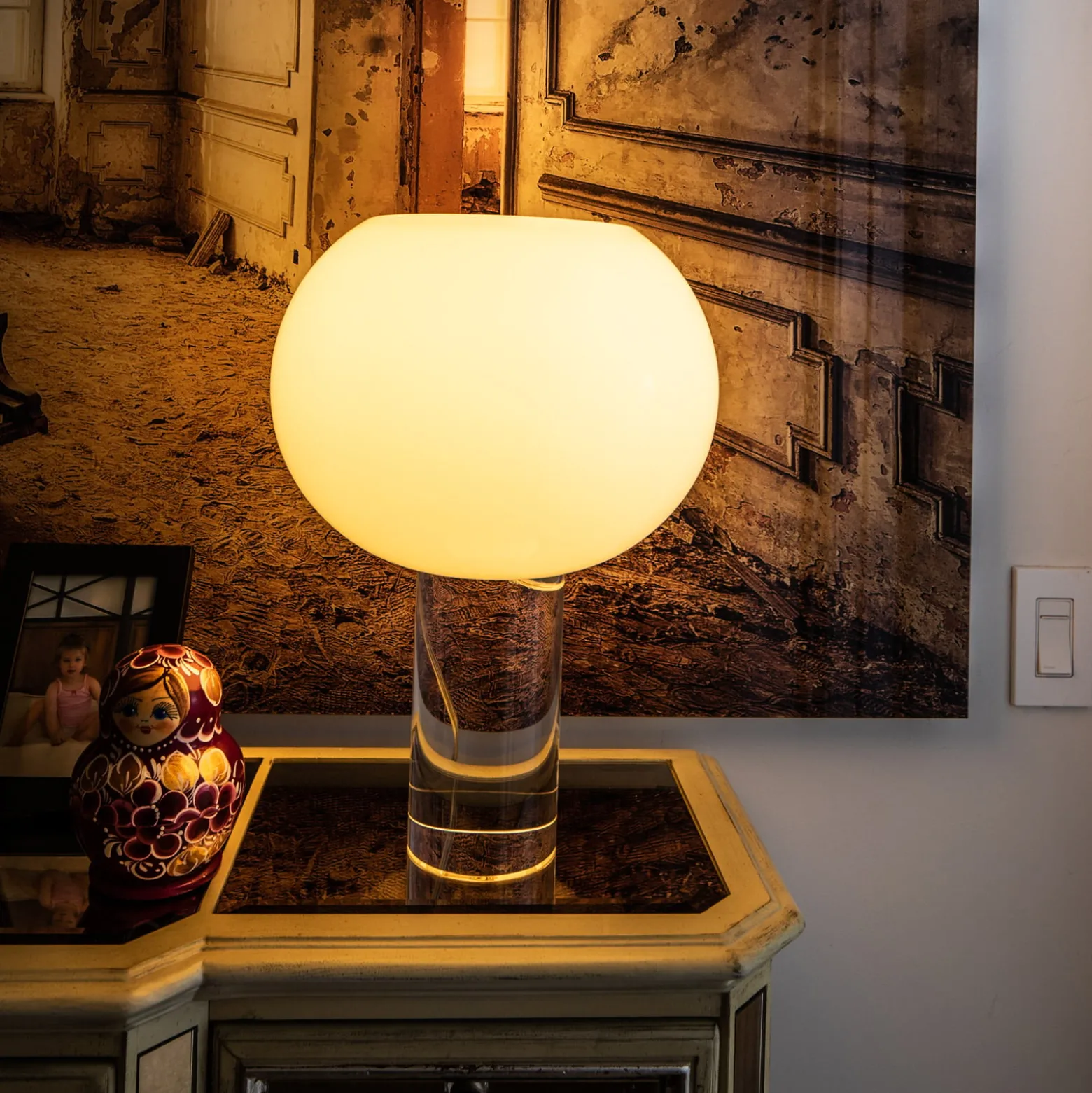 Foscarini pöytävalaisin Buds 3, valkoinen, lasi, muovi, E27