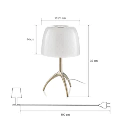 Foscarini pöytävalaisin Lumiere 30, 35 cm, kuplalasi, päälle/pois