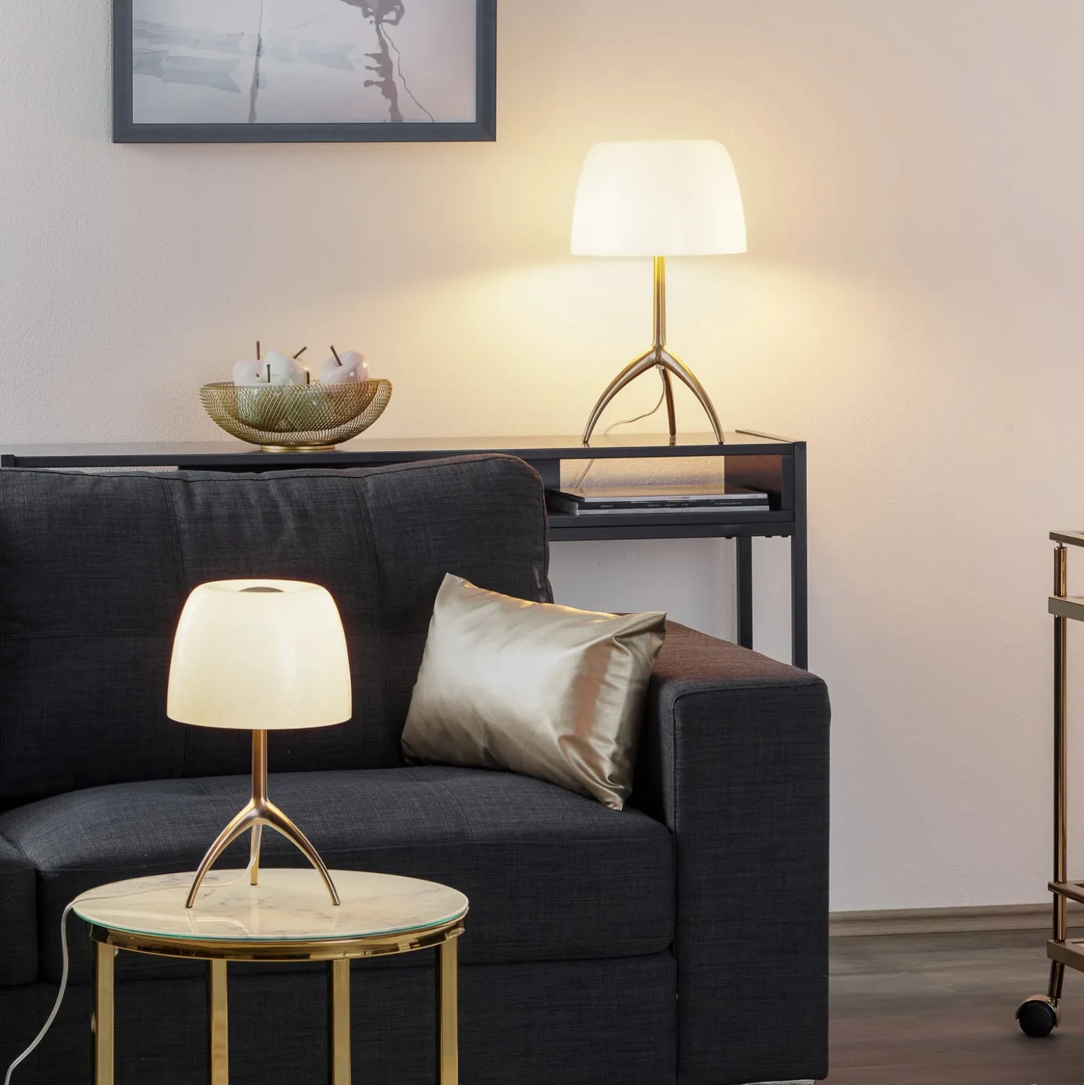 Foscarini pöytävalaisin Lumiere 30, 35 cm, kuplalasi, päälle/pois