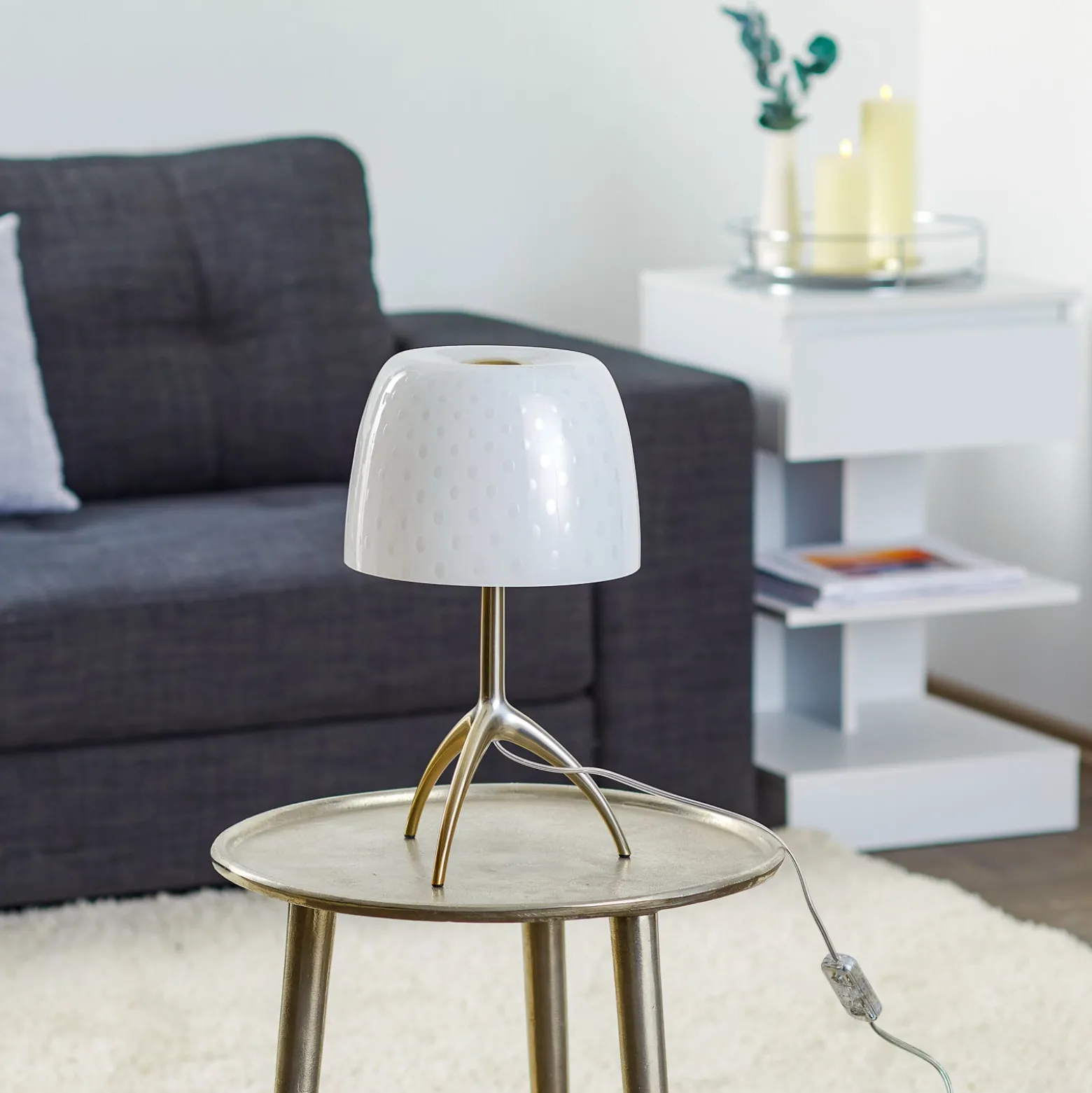 Foscarini pöytävalaisin Lumiere 30, 35 cm, kuplalasi, päälle/pois