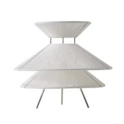 FRANDSEN Kiku pöytävalaisin, valkoinen, korkeus 30 cm, metalli/pellava