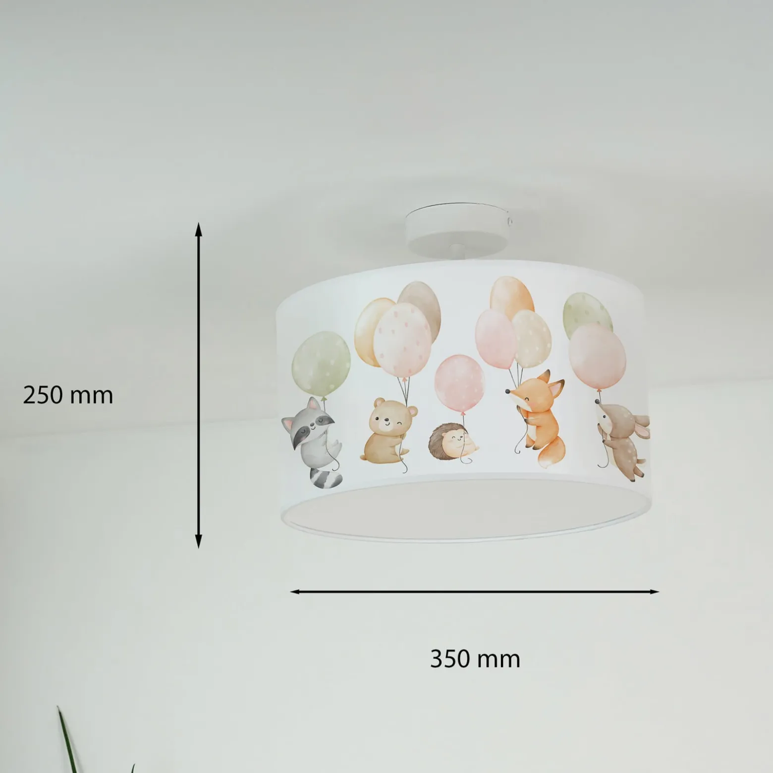 Freddy-riippuvalaisin, Ø 35 cm, värikäs, eläimet, kangas, E27