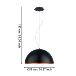 Gaetano 1 riippuvalaisin, Ø 53 cm, musta/kupari, teräs