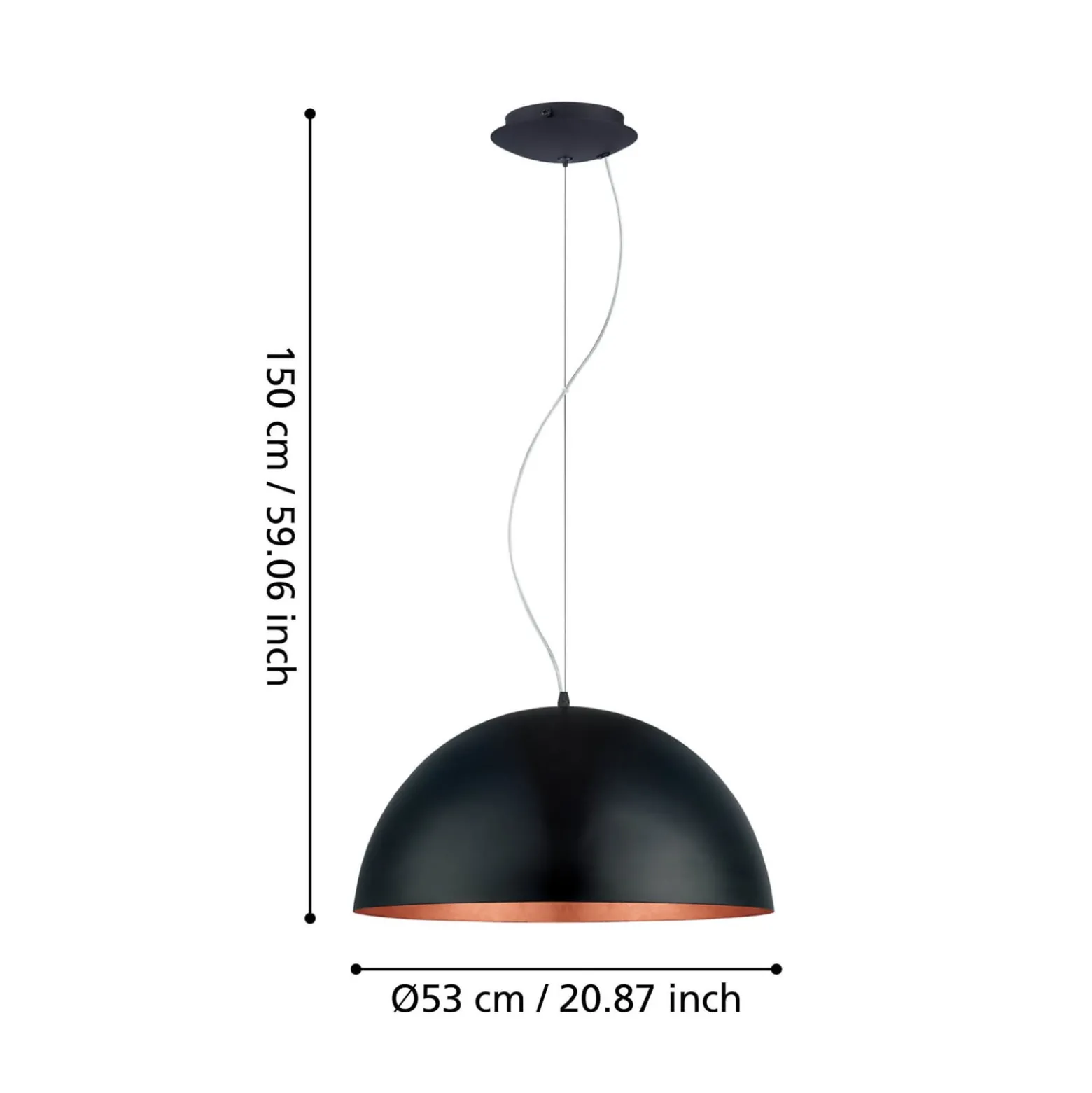 Gaetano 1 riippuvalaisin, Ø 53 cm, musta/kupari, teräs