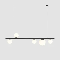 Garda 5 riippuvalaisin, tanko, metalli, lasi, musta, 5-lamppuinen