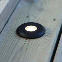 Garden 24 Decklight, musta, valo ylhäällä, 0,8 W