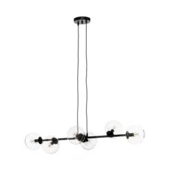 Glassy riippuvalaisin, 6-lamppuinen, musta, kirkas, lasi, 110 cm