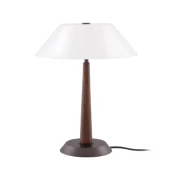Globen Lighting Ligna -pöytälamppu, korkeus 39 cm, valkoinen/pronssi/tammi
