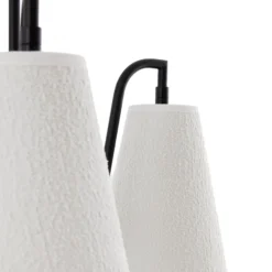 Globen Lighting Lou 5 -riippuvalaisin, valkoinen bouclé/musta kangas