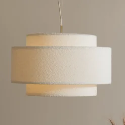 Globen Lighting Noah Bouclé -riippuvalaisin, Ø 50 cm, valkoinen