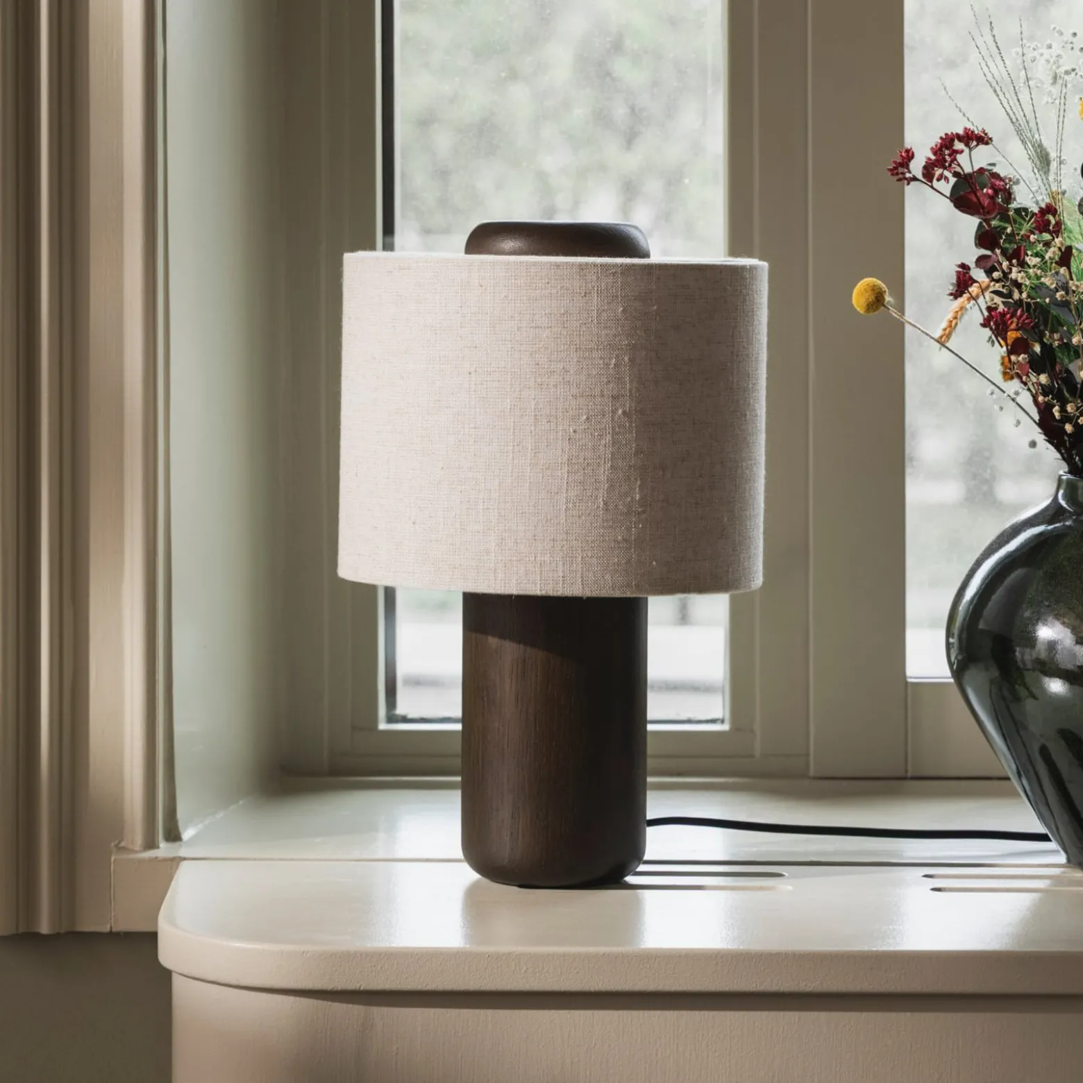 Globen Lighting pöytävalaisin Bosco, beige/ruskea, korkeus 39 cm