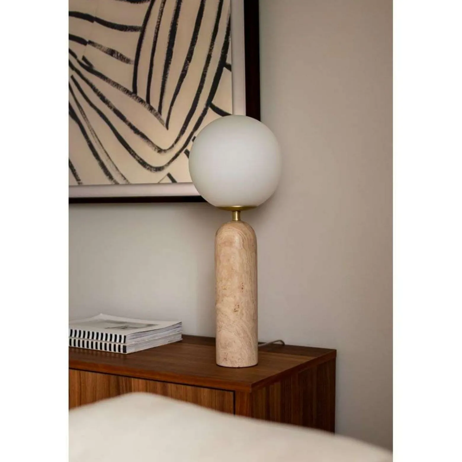 Globen Lighting pöytävalaisin Torrano korkeus 53 cm travertiini
