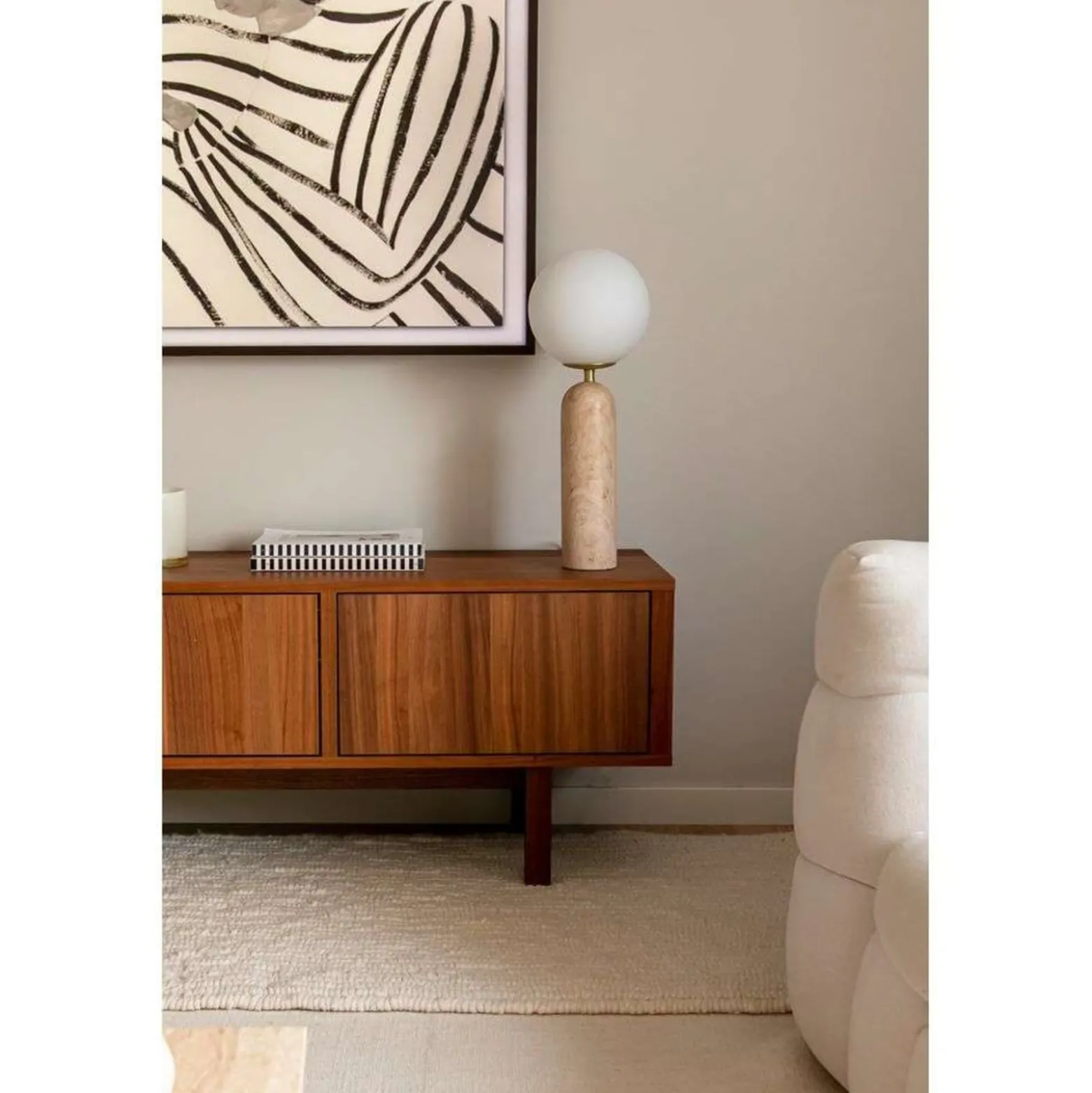Globen Lighting pöytävalaisin Torrano korkeus 53 cm travertiini