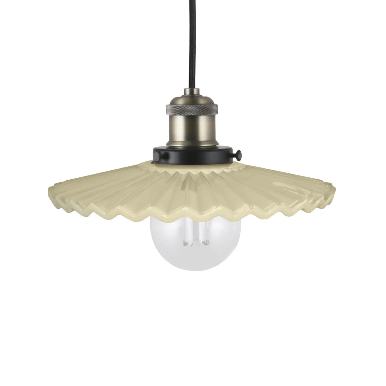 Globen Lighting riippuvalo COBBLER, kermanvärinen/vanha messinki Ø 25 cm
