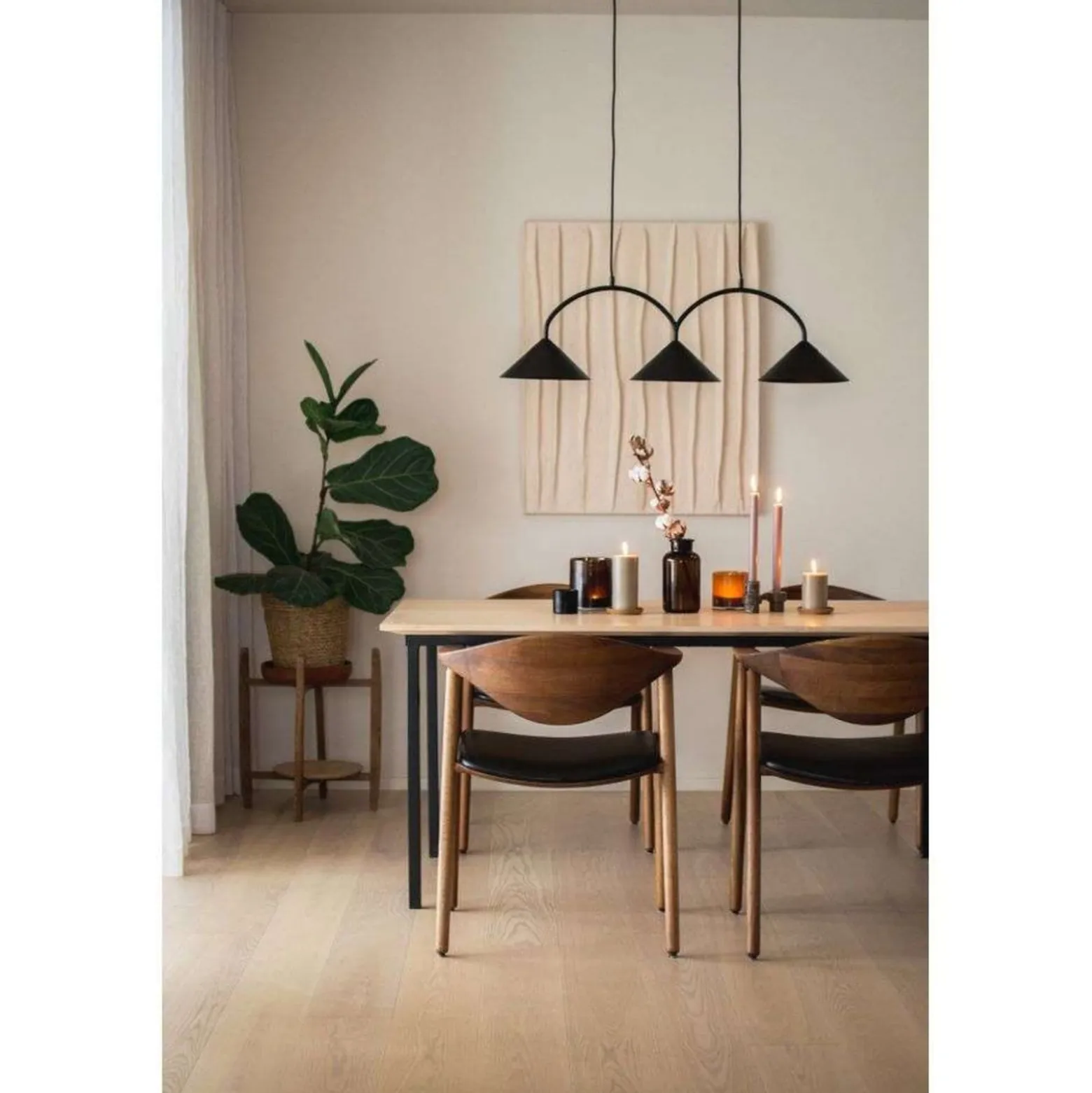 Globen Lighting riippuvalo CURVE 3, beige, 3-lamppuinen, 95 cm