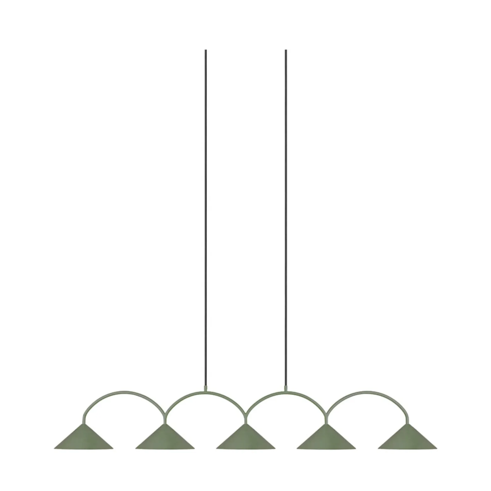 Globen Lighting riippuvalo CURVE 5, vihreä, 5-lamppuinen, 165 cm