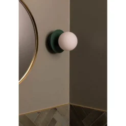 Globen Lighting seinälamppu ART DECO, vihreä/valkoinen, Ø 16 cm, IP44