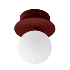 Globen Lighting seinälamppu ART DECO viininpunainen/valkoinen Ø16cm IP44