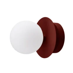 Globen Lighting seinälamppu ART DECO viininpunainen/valkoinen Ø16cm IP44